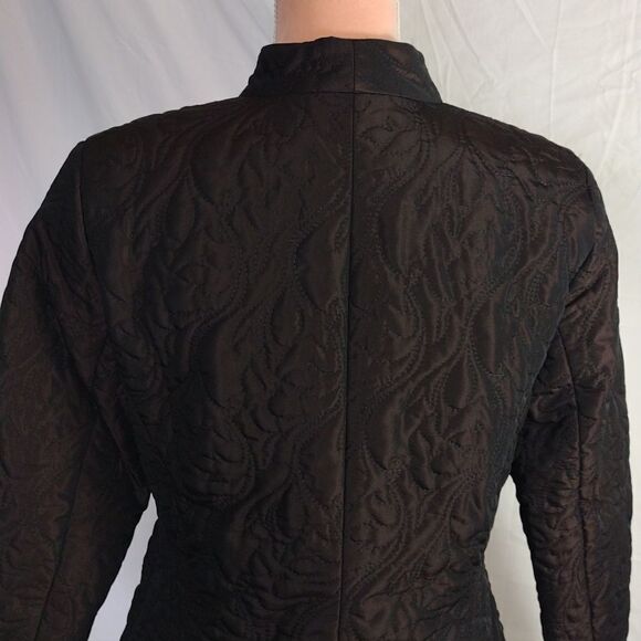 Dana Buchman Vntg Dark Brown Fitted Embroidered Puffer Zip Up Jacket 10P - Picture 12 of 17